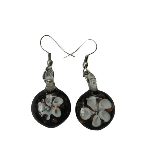 Handmade Glass Pendant & Earring  Set, Copper/Black - Picture 4 of 7